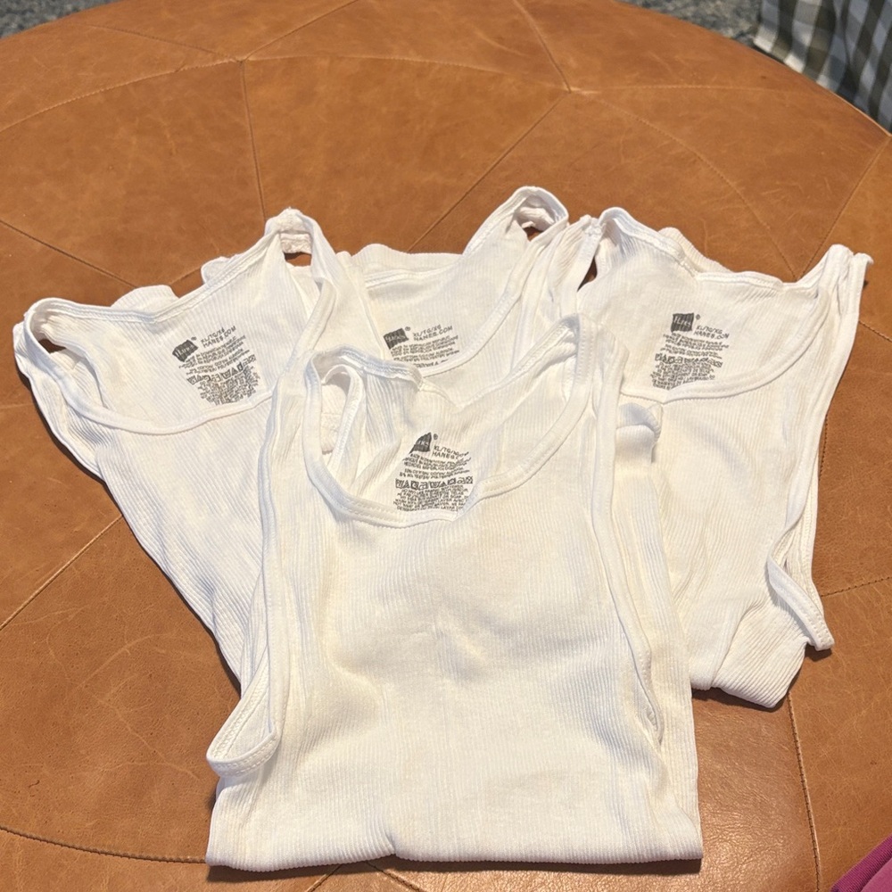 Viral Boys Hanes White Ribbed Tank Tops